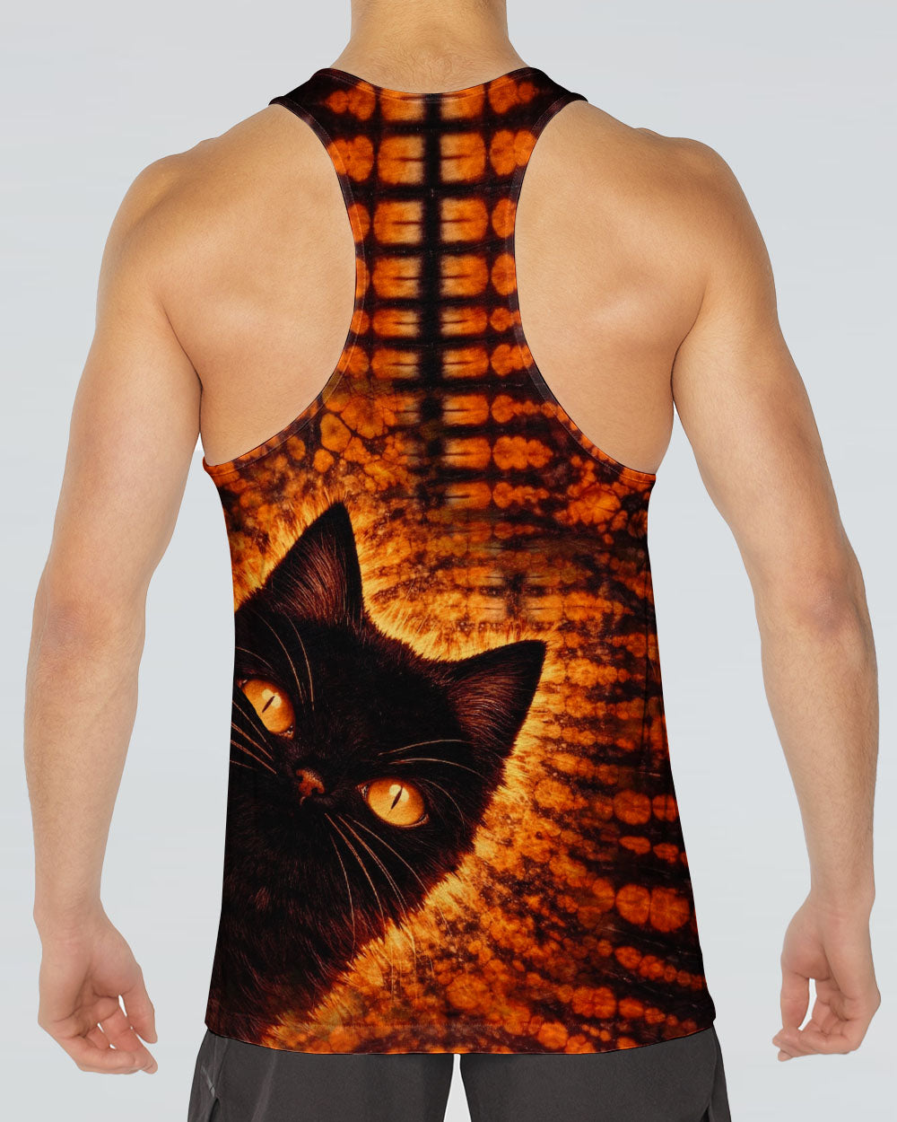 BLACK CAT BLACK & ORANGE SWIRL ALL OVER PRINT - TLHN0604261