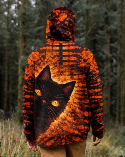 BLACK CAT BLACK & ORANGE SWIRL ALL OVER PRINT - TLHN0604261