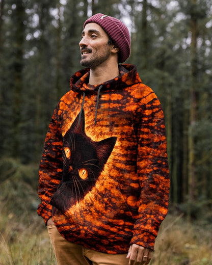 BLACK CAT BLACK & ORANGE SWIRL ALL OVER PRINT - TLHN0604261