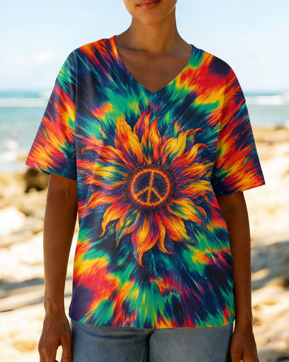 PEACE SUNFLOWER ART COLORFUL ALL OVER PRINT - TLHN0707263