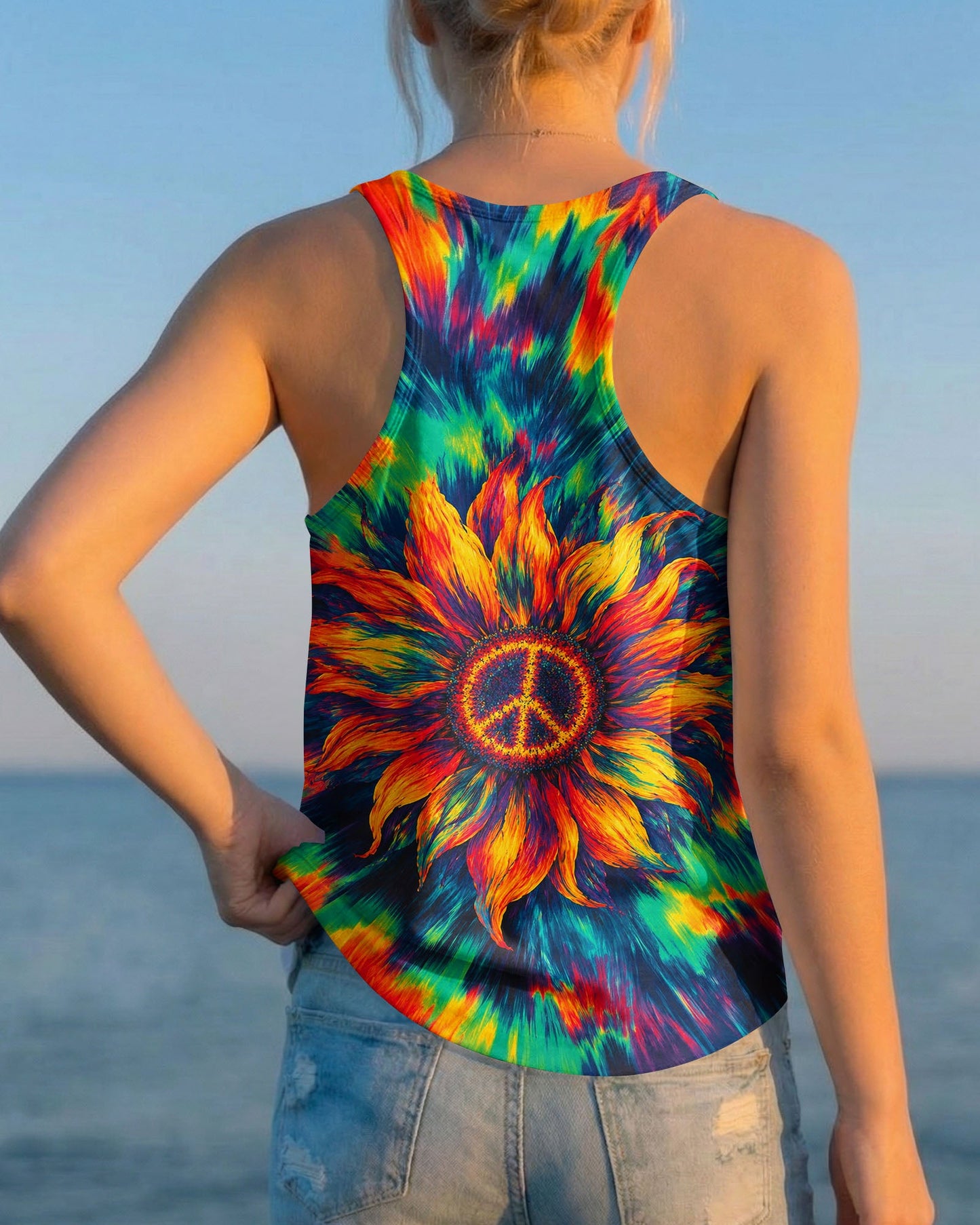PEACE SUNFLOWER ART COLORFUL ALL OVER PRINT - TLHN0707263