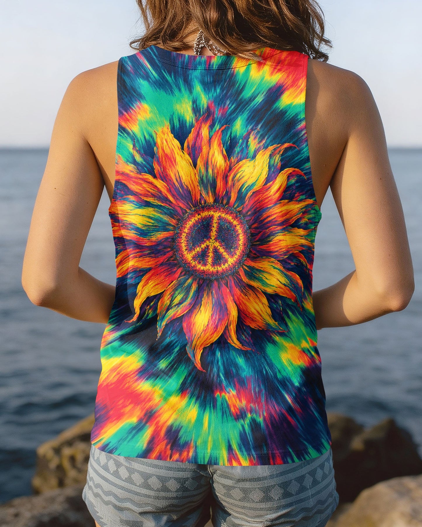 PEACE SUNFLOWER ART COLORFUL ALL OVER PRINT - TLHN0707263