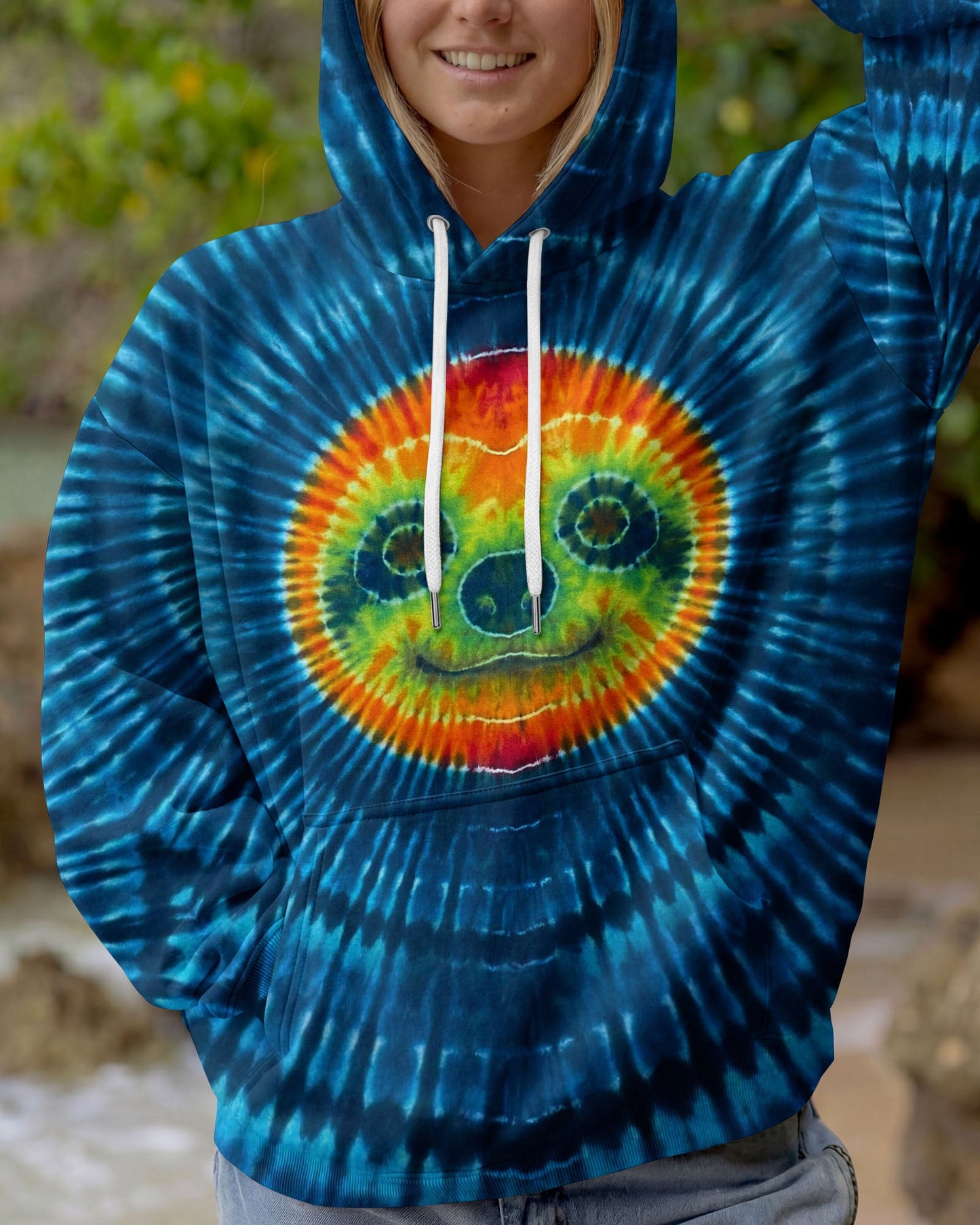 CUTE SLOTH FACE BLUE SWIRL ALL OVER PRINT - TLHN0904263