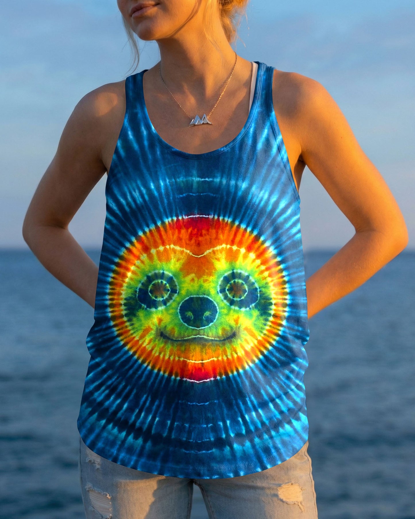 CUTE SLOTH FACE BLUE SWIRL ALL OVER PRINT - TLHN0904263