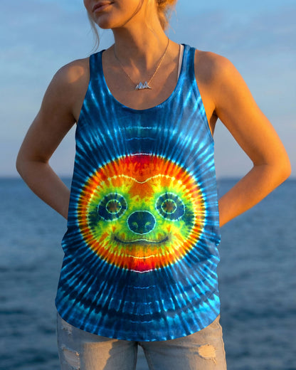 CUTE SLOTH FACE BLUE SWIRL ALL OVER PRINT - TLHN0904263