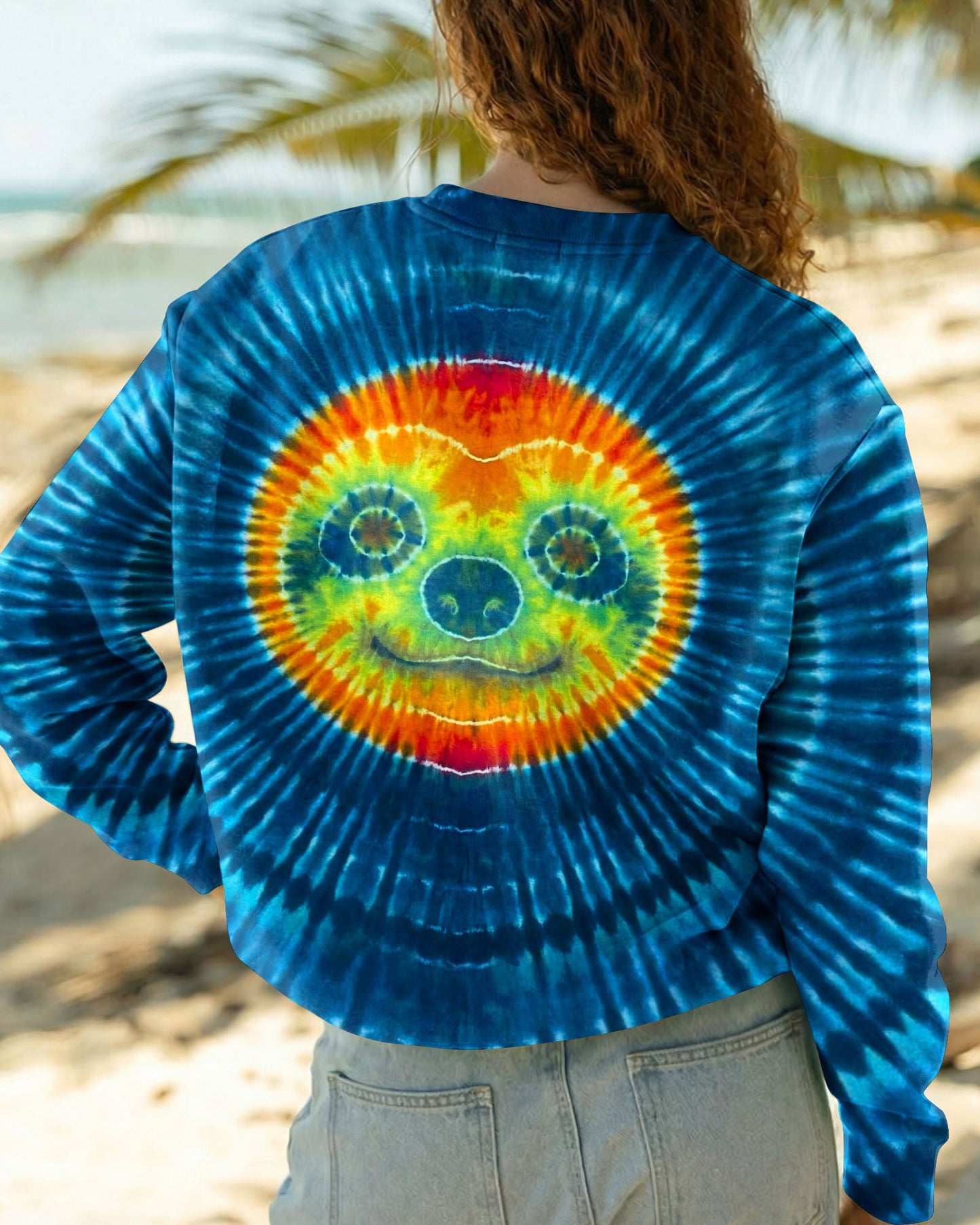 CUTE SLOTH FACE BLUE SWIRL ALL OVER PRINT - TLHN0904263