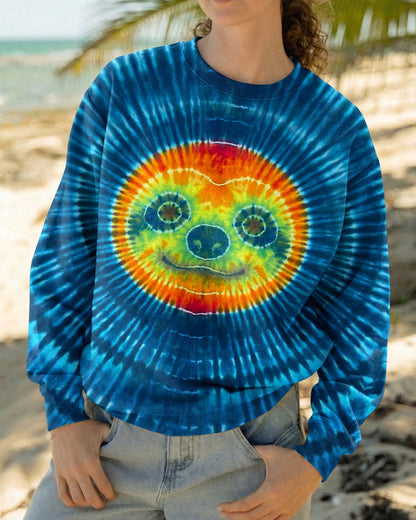 CUTE SLOTH FACE BLUE SWIRL ALL OVER PRINT - TLHN0904263