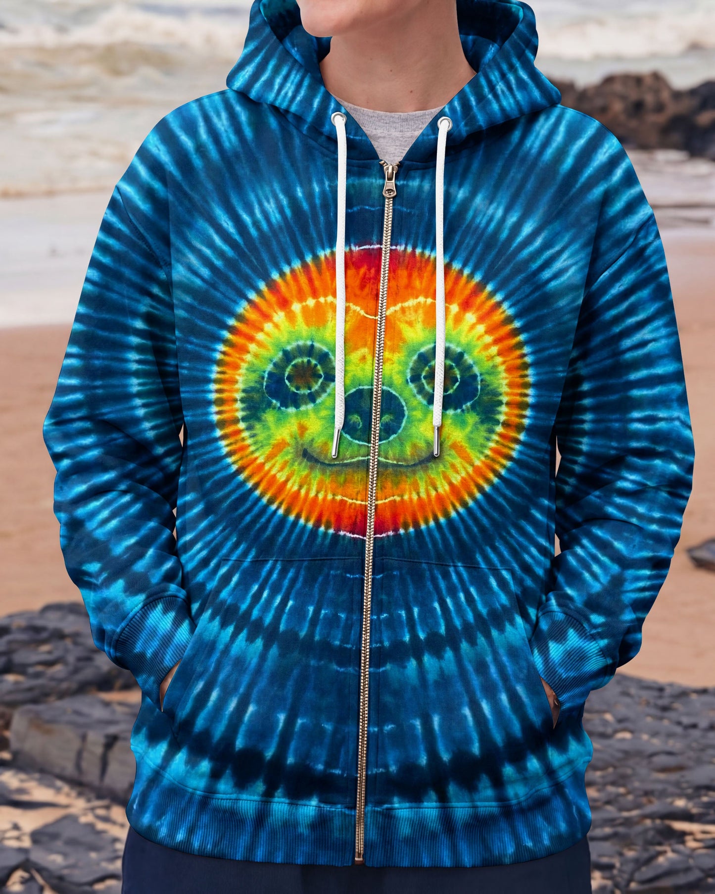 CUTE SLOTH FACE BLUE SWIRL ALL OVER PRINT - TLHN0904263