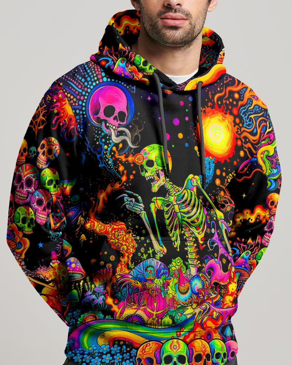 PSYCHEDELIC BOHO SKELETON SKULL  ALL OVER PRINT  - TLHN1205263
