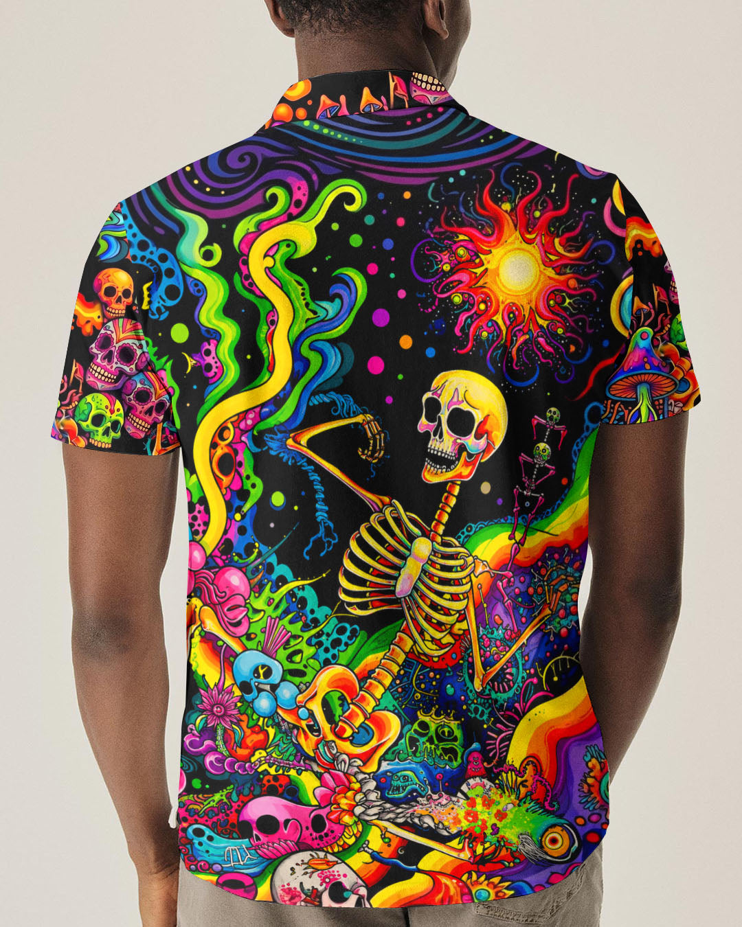 PSYCHEDELIC BOHO SKELETON SKULL  ALL OVER PRINT  - TLHN1205263