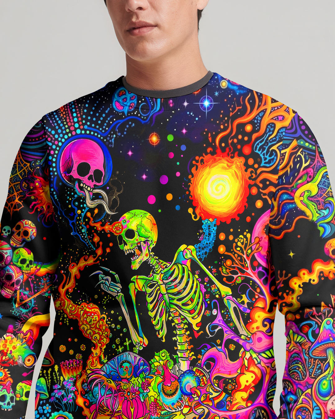 PSYCHEDELIC BOHO SKELETON SKULL  ALL OVER PRINT  - TLHN1205263