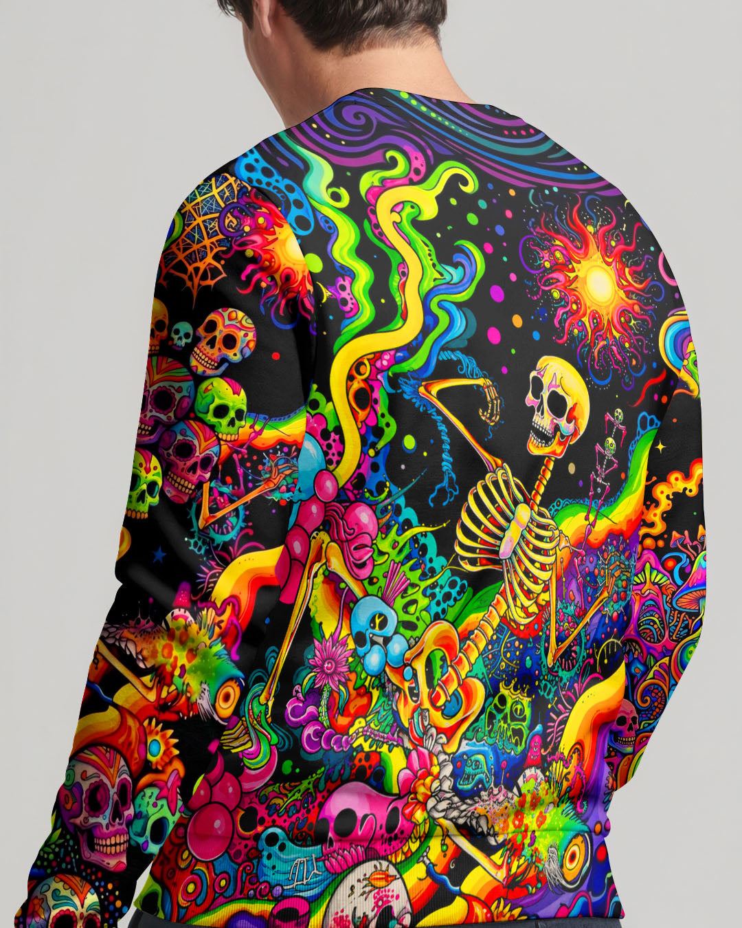 PSYCHEDELIC BOHO SKELETON SKULL  ALL OVER PRINT  - TLHN1205263