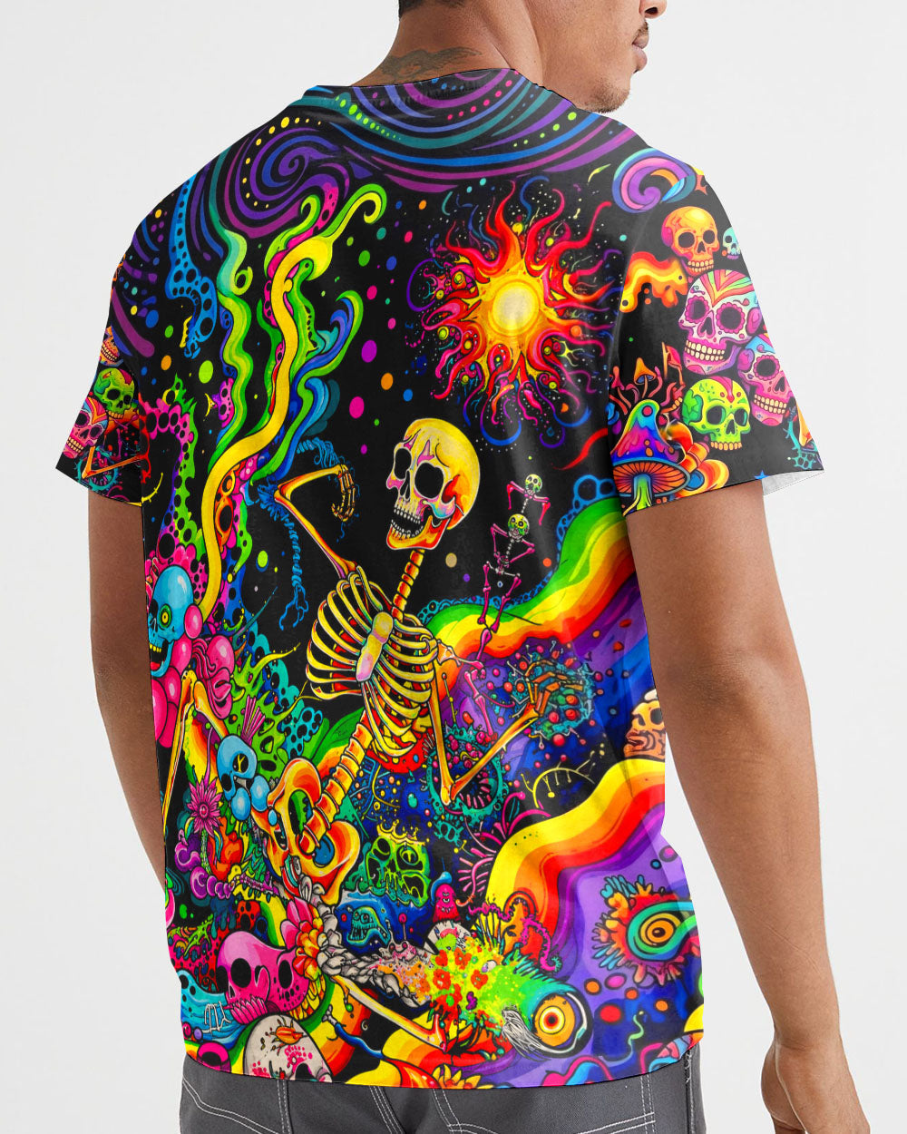 PSYCHEDELIC BOHO SKELETON SKULL  ALL OVER PRINT  - TLHN1205263