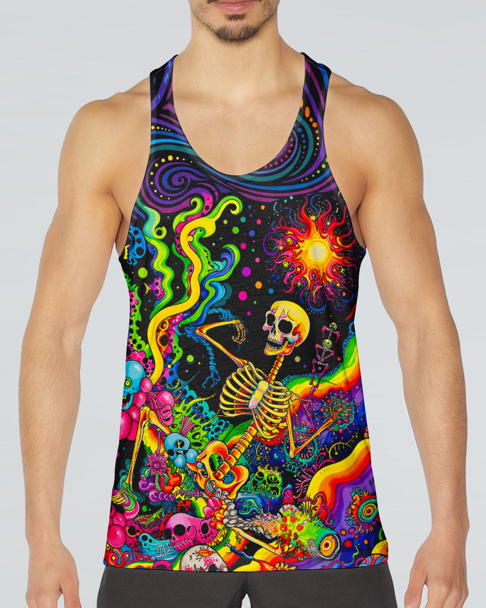 PSYCHEDELIC BOHO SKELETON SKULL  ALL OVER PRINT  - TLHN1205263