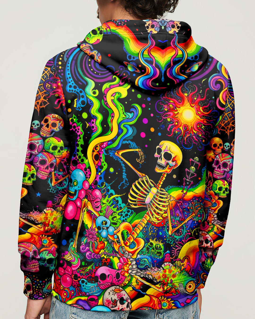 PSYCHEDELIC BOHO SKELETON SKULL  ALL OVER PRINT  - TLHN1205263