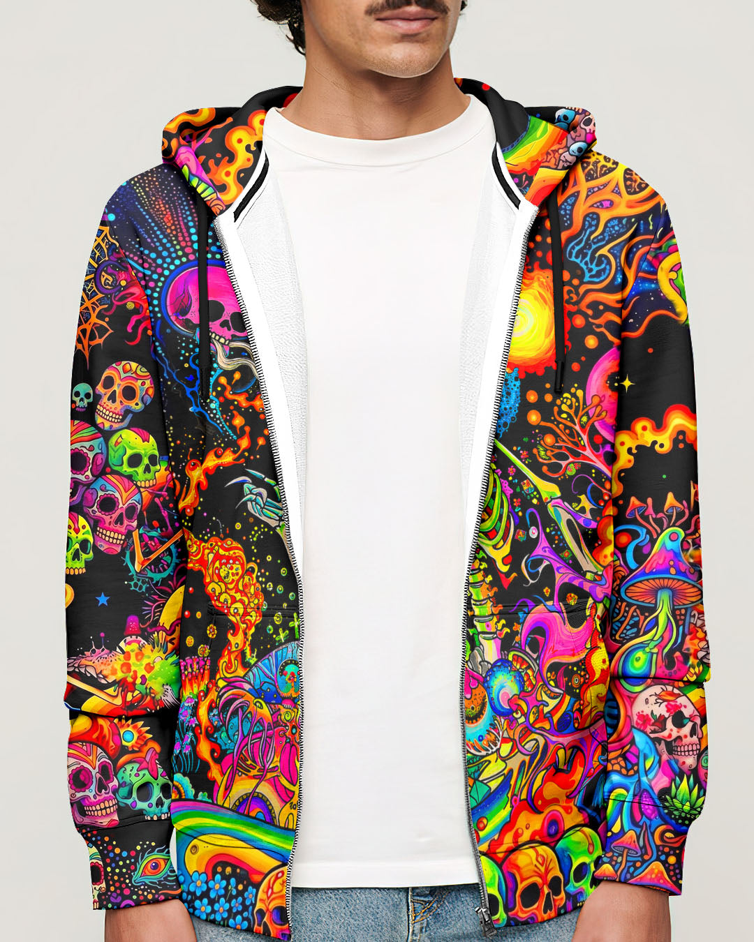 PSYCHEDELIC BOHO SKELETON SKULL  ALL OVER PRINT  - TLHN1205263