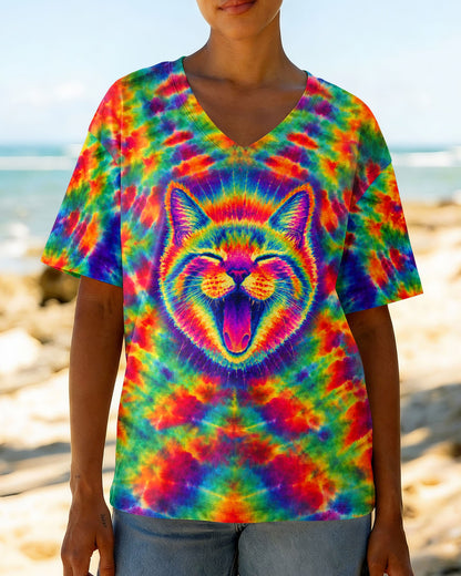 FUNNY CAT COLORFUL NEON BURST PATTERN ALL OVER PRINT  - TLHN1505261
