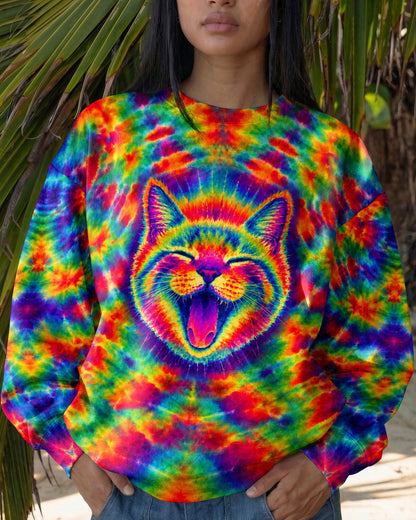 FUNNY CAT COLORFUL NEON BURST PATTERN ALL OVER PRINT  - TLHN1505261