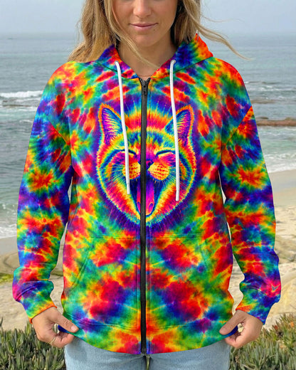 FUNNY CAT COLORFUL NEON BURST PATTERN ALL OVER PRINT  - TLHN1505261