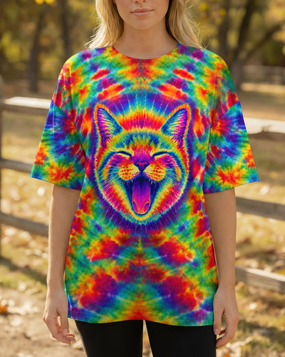 FUNNY CAT COLORFUL NEON BURST PATTERN ALL OVER PRINT  - TLHN1505261