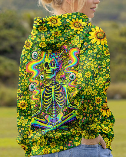 MELTING SKELETON SKULL FLOWER ALL OVER PRINT  - TLHN1505262