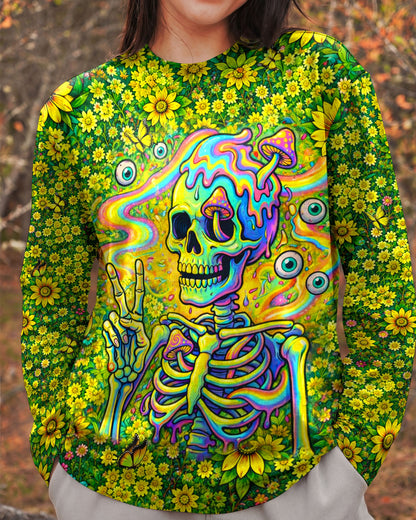 MELTING SKELETON SKULL FLOWER ALL OVER PRINT  - TLHN1505262