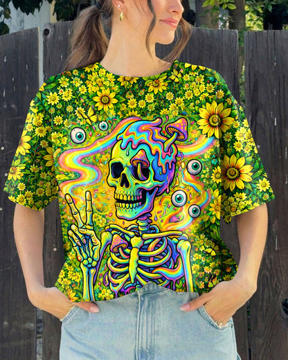 MELTING SKELETON SKULL FLOWER ALL OVER PRINT  - TLHN1505262