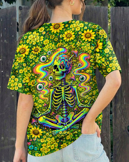 MELTING SKELETON SKULL FLOWER ALL OVER PRINT  - TLHN1505262