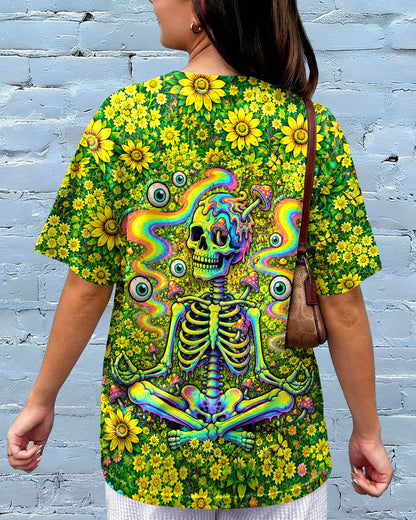 MELTING SKELETON SKULL FLOWER ALL OVER PRINT  - TLHN1505262