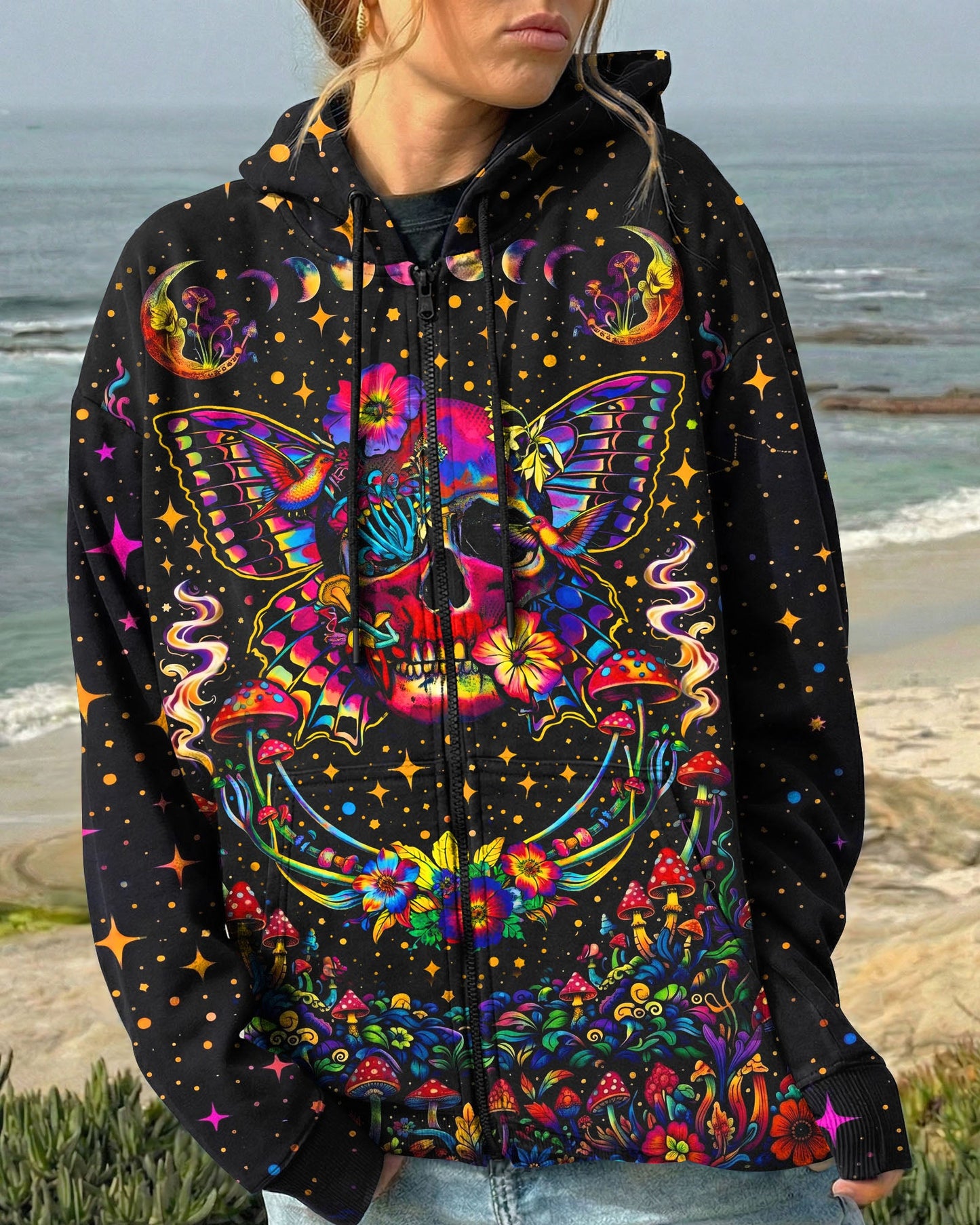 COSMIC SKULL HIPPIE BUTTERFLY ALL OVER PRINT - TLHN2104263