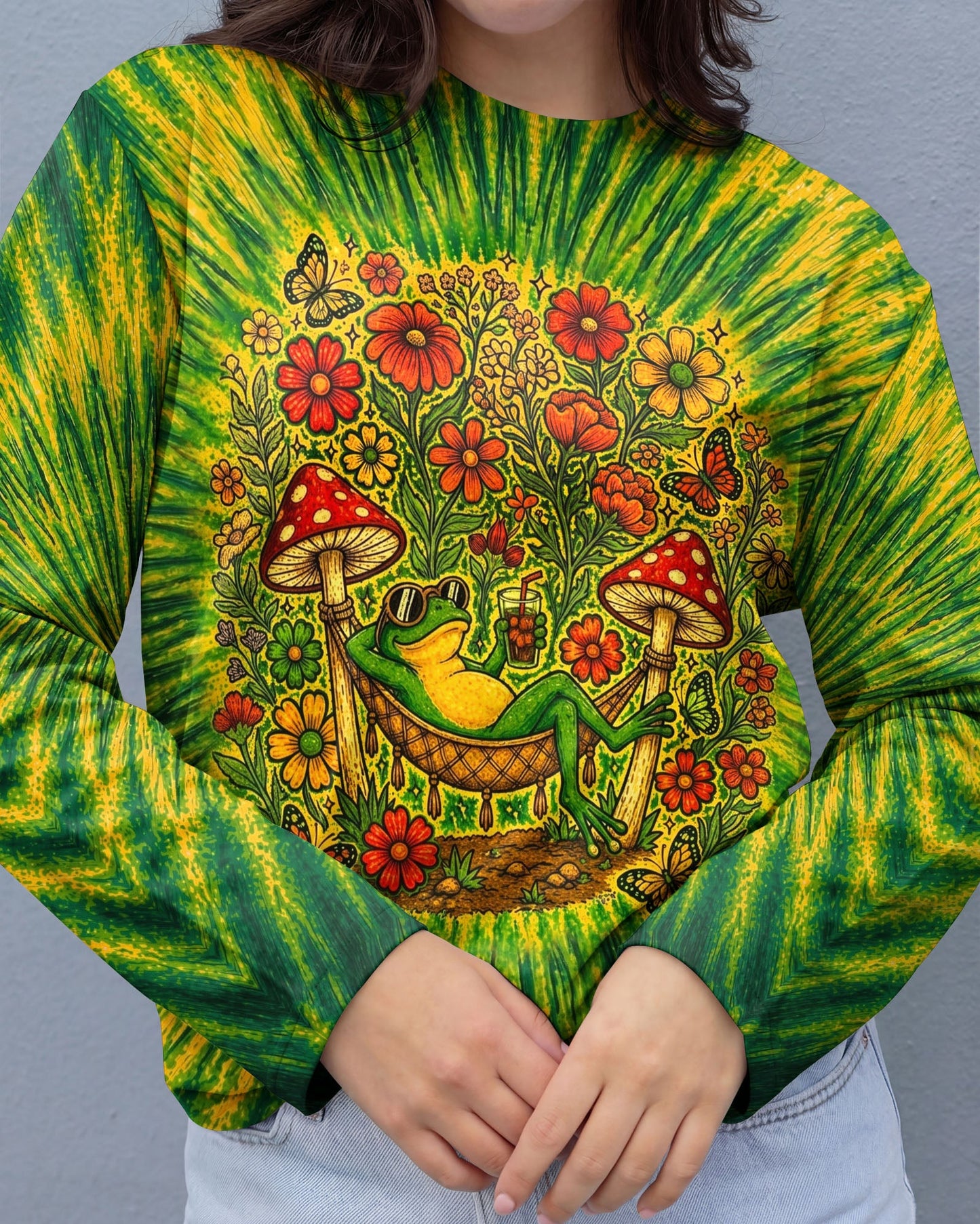 I WAS SIMPLY BORN TO DILLY DALLY FROG ALL OVER PRINT  - TLHN2404263
