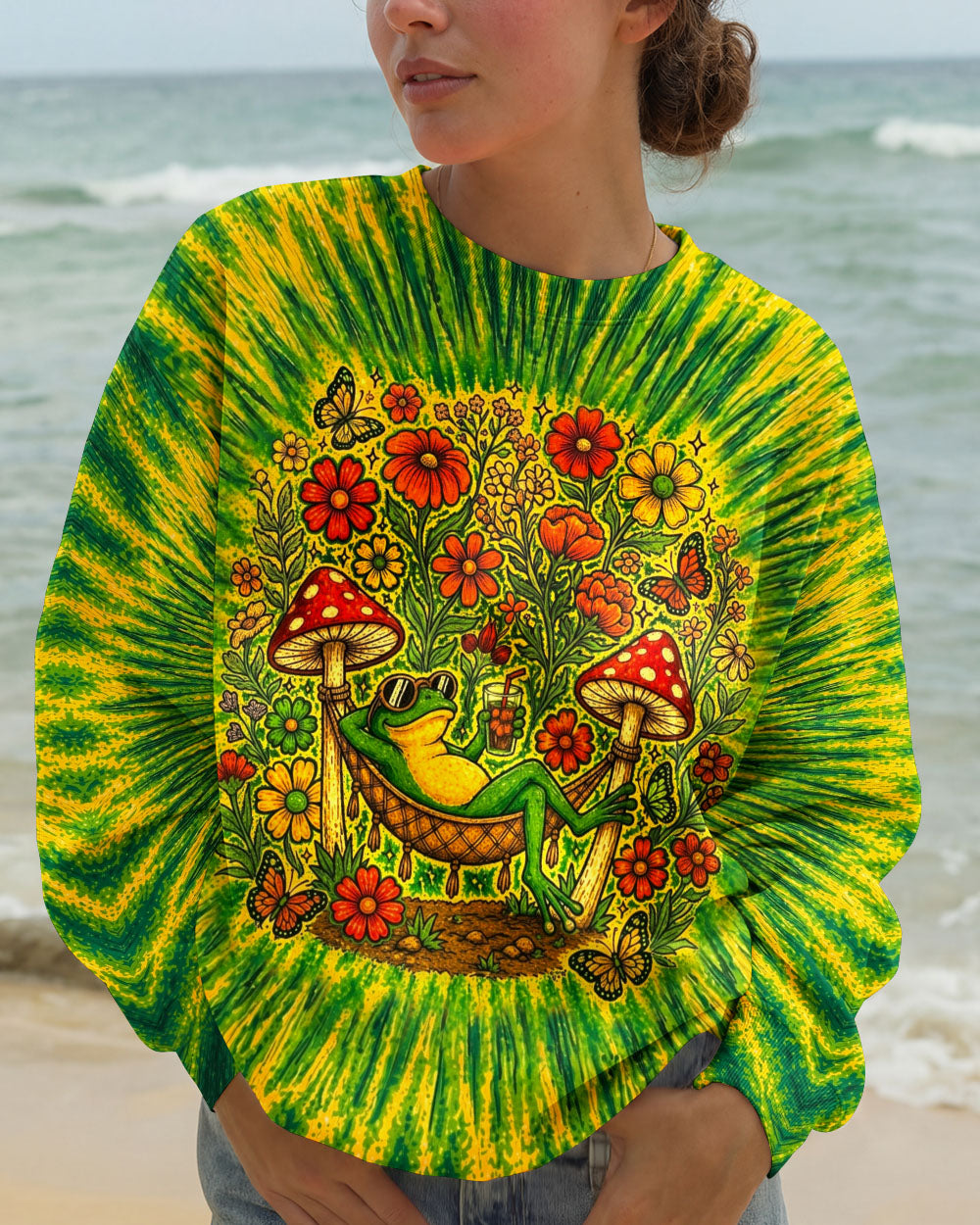I WAS SIMPLY BORN TO DILLY DALLY FROG ALL OVER PRINT  - TLHN2404263