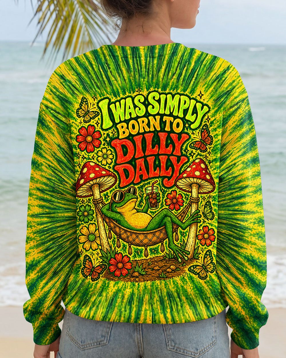 I WAS SIMPLY BORN TO DILLY DALLY FROG ALL OVER PRINT  - TLHN2404263