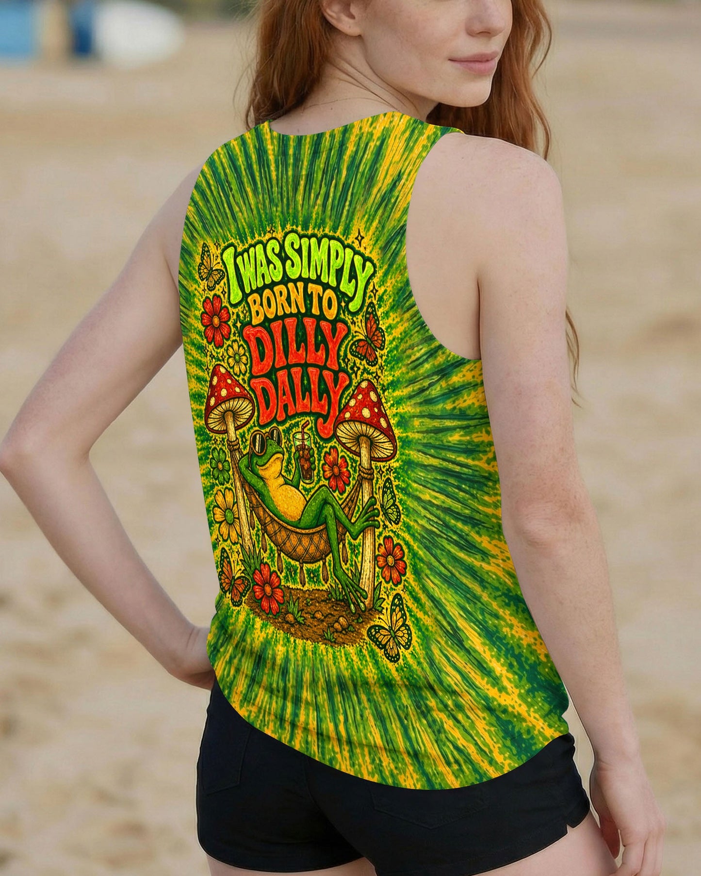 I WAS SIMPLY BORN TO DILLY DALLY FROG ALL OVER PRINT  - TLHN2404263