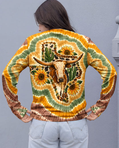 LONGHORN SUNFLOWER TEXAS MAP SWIRL ALL OVER PRINT   - TLHN2906261