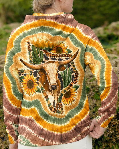 LONGHORN SUNFLOWER TEXAS MAP SWIRL ALL OVER PRINT   - TLHN2906261