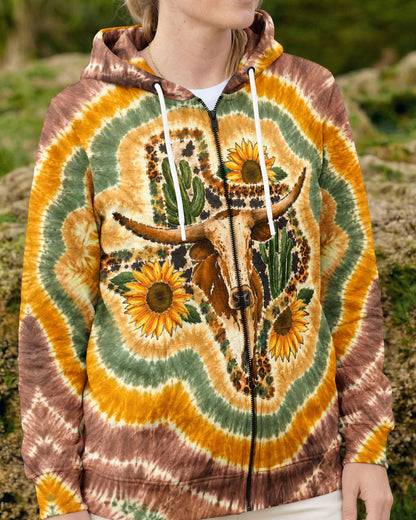 LONGHORN SUNFLOWER TEXAS MAP SWIRL ALL OVER PRINT   - TLHN2906261