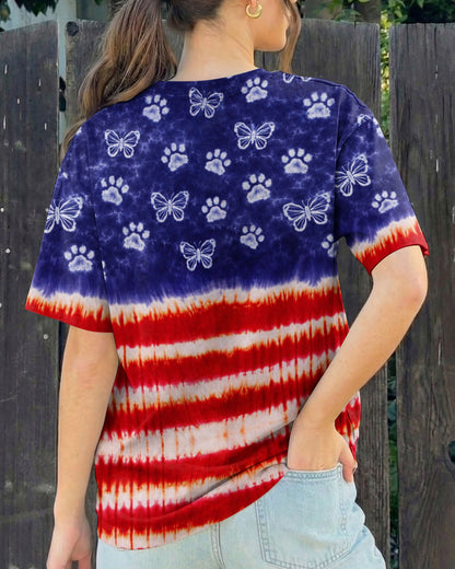 PAW PRINT BUTTERFLY RED WHITE & BLUE SWIRL ALL OVER PRINT - TLNO0304261