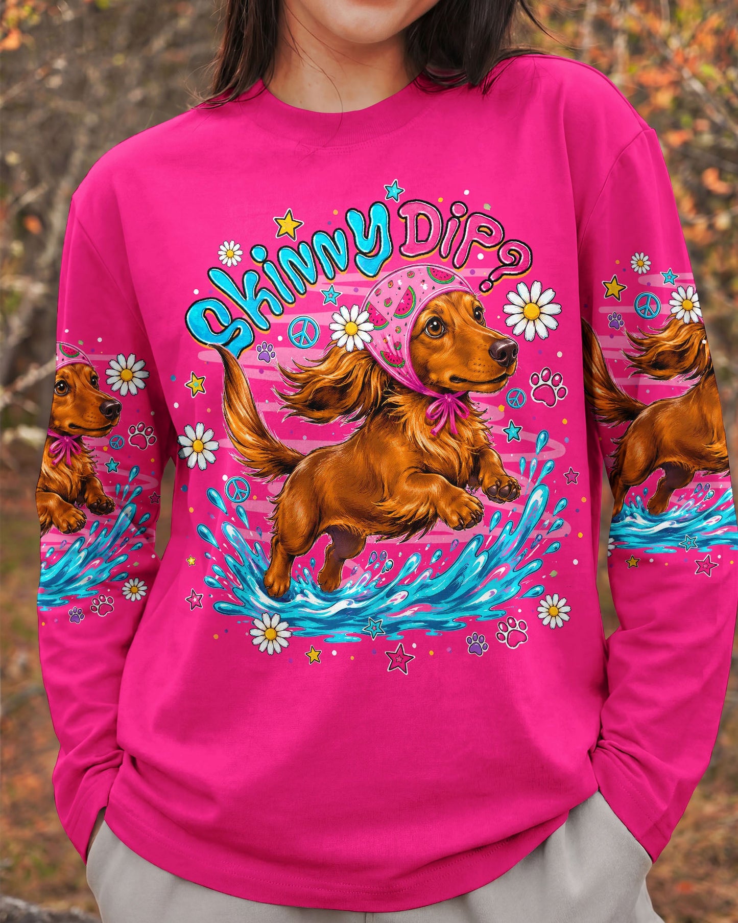 SKINNY DIP WIENER FLIP DACHSHUND DOG  ALL OVER PRINT - TLNO0306262