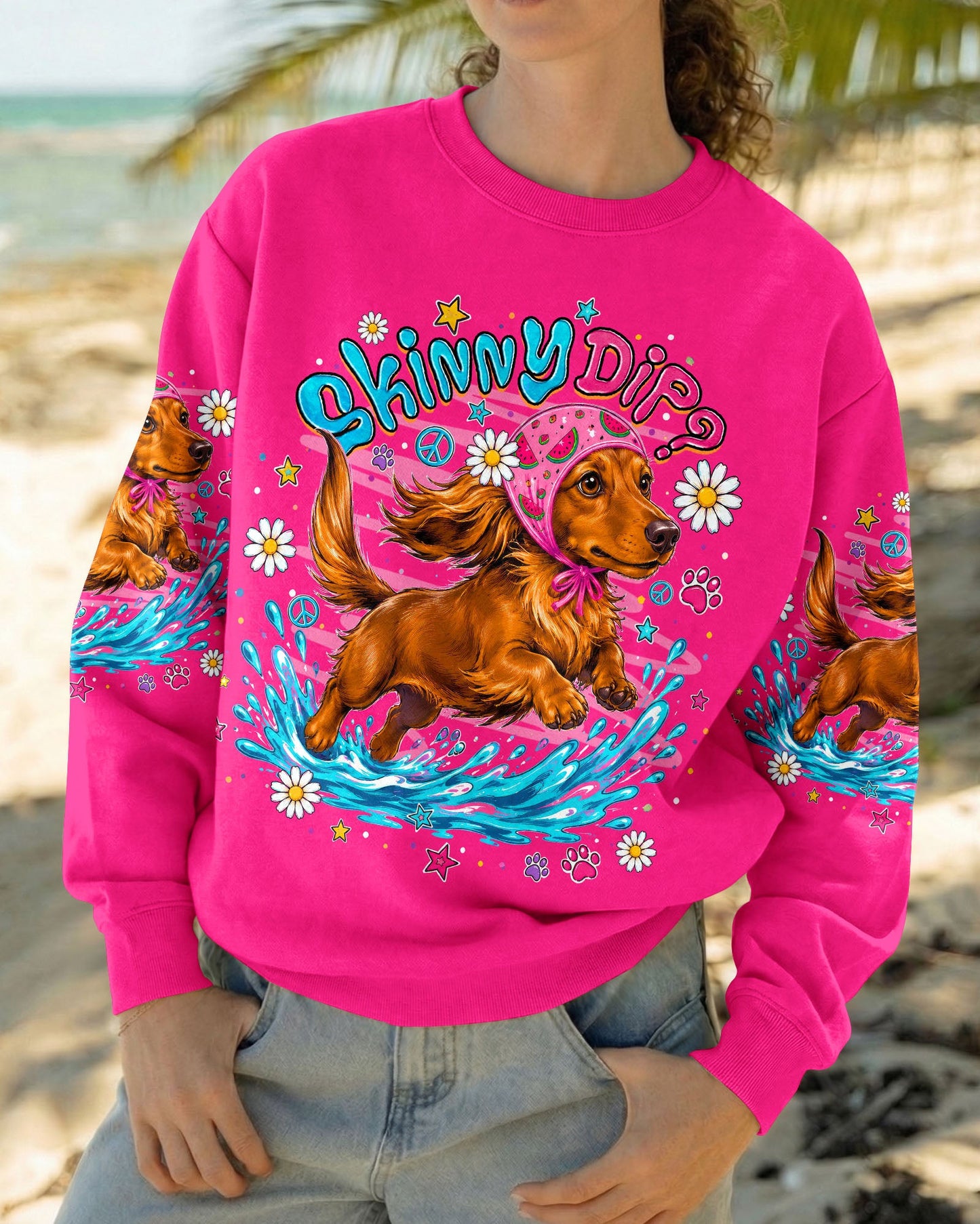 SKINNY DIP WIENER FLIP DACHSHUND DOG  ALL OVER PRINT - TLNO0306262