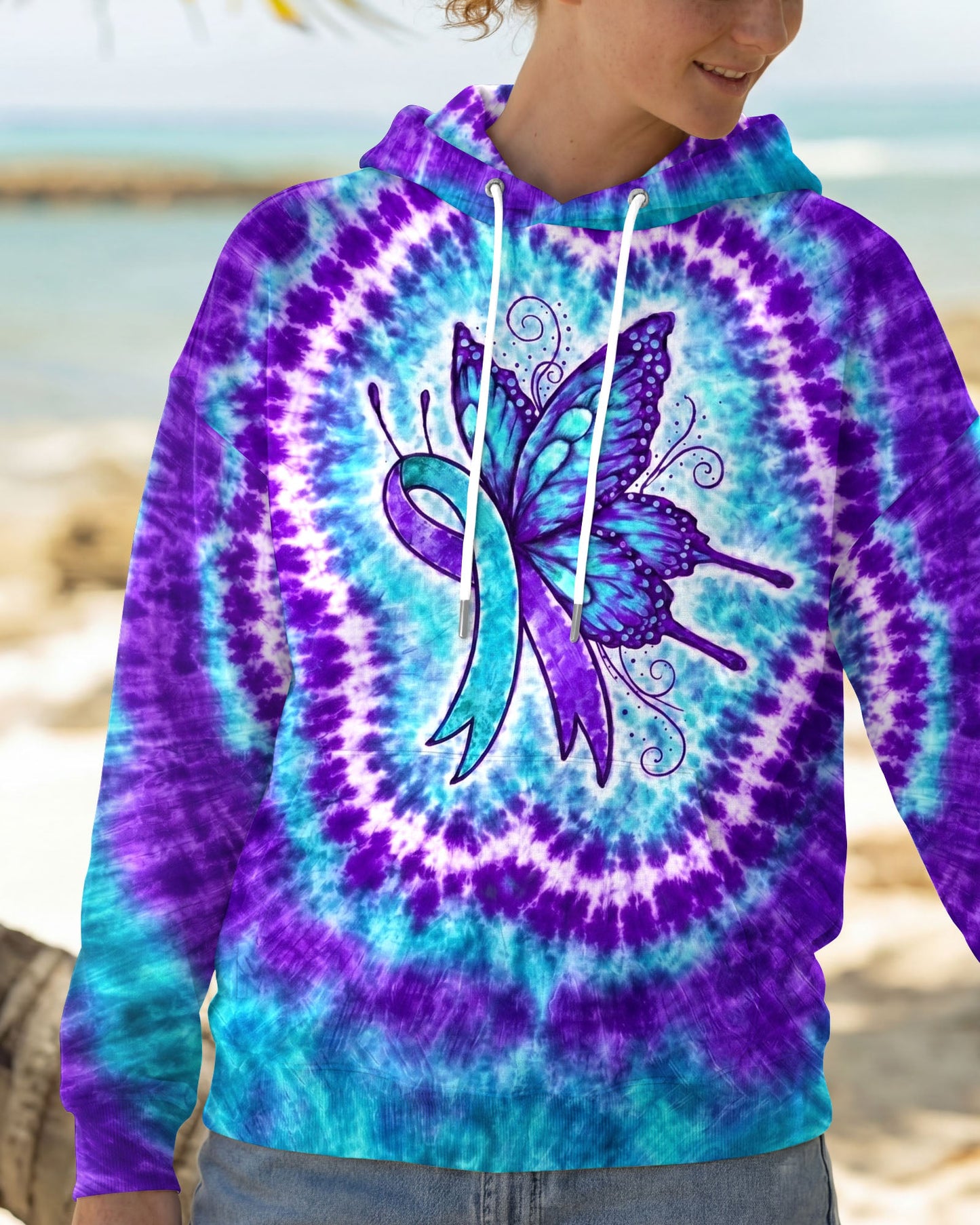 RIBBON SUICIDE PREVENTION AWARENESS BUTTERFLY SWIRL ALL OVER PRINT - TLNO0505261