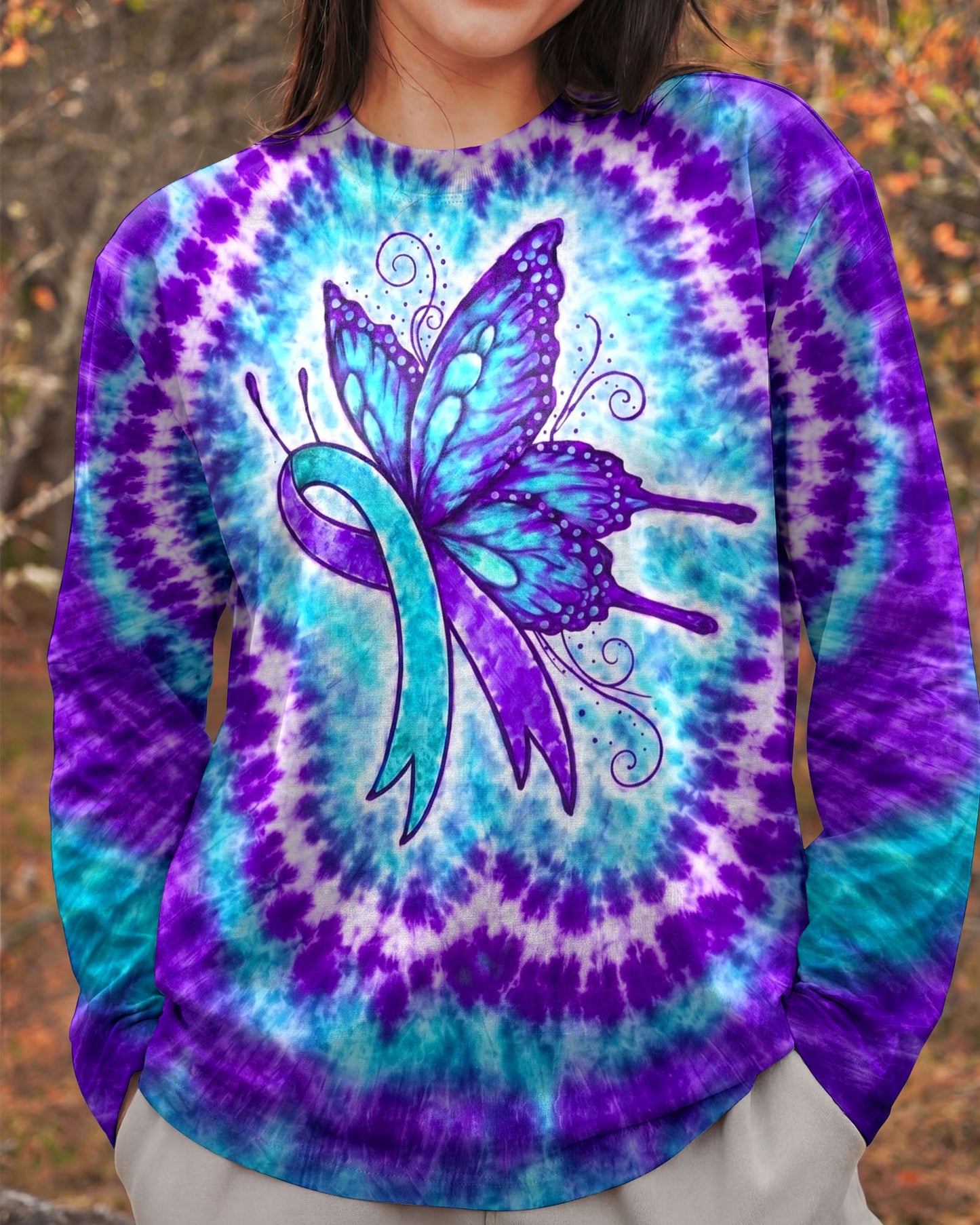 RIBBON SUICIDE PREVENTION AWARENESS BUTTERFLY SWIRL ALL OVER PRINT - TLNO0505261