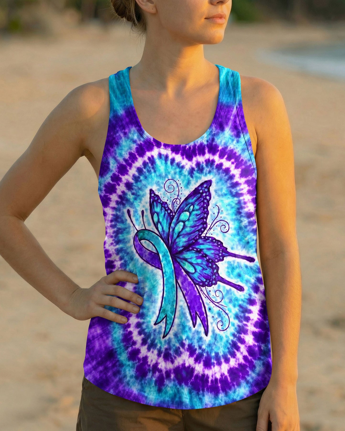 RIBBON SUICIDE PREVENTION AWARENESS BUTTERFLY SWIRL ALL OVER PRINT - TLNO0505261