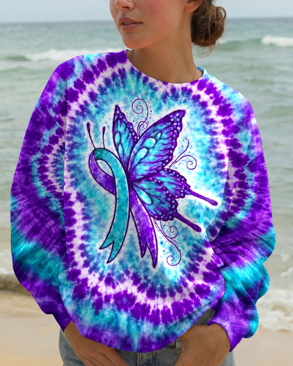 RIBBON SUICIDE PREVENTION AWARENESS BUTTERFLY SWIRL ALL OVER PRINT - TLNO0505261