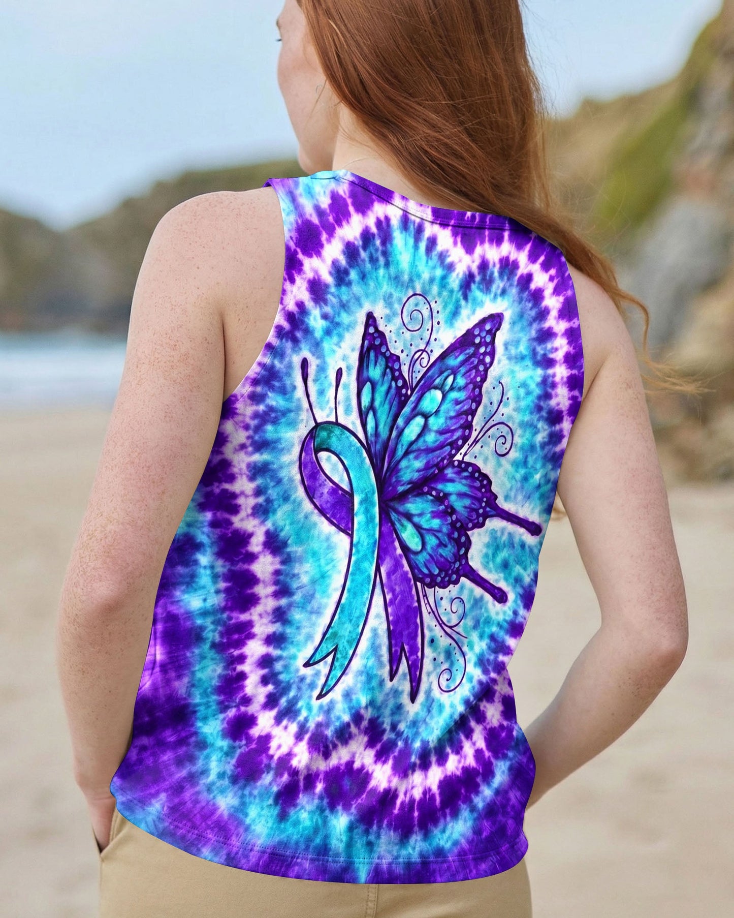 RIBBON SUICIDE PREVENTION AWARENESS BUTTERFLY SWIRL ALL OVER PRINT - TLNO0505261