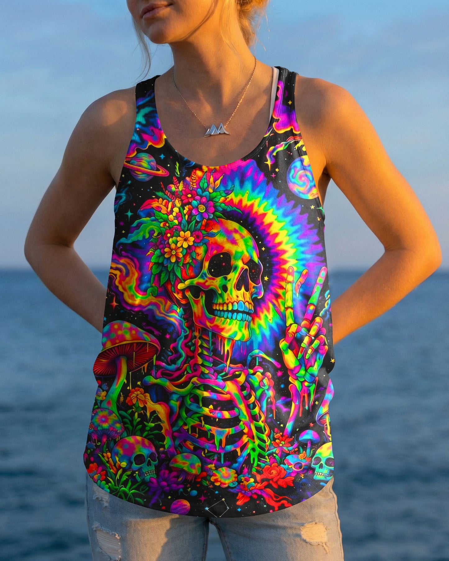 HIPPIE SKULL PSYCHEDELIC  ALL OVER PRINT  - TLNO0604261