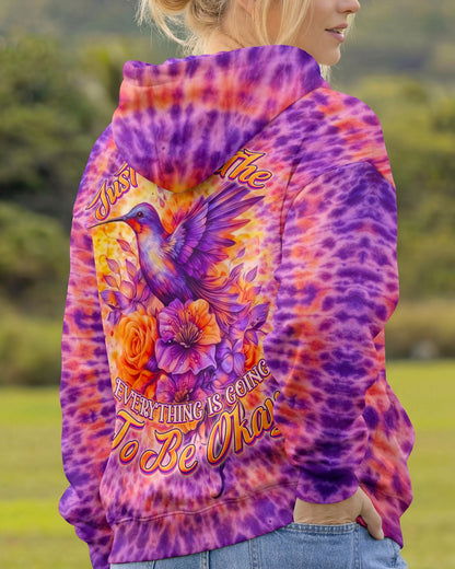 JUST BREATHE HUMMINGBIRD FLORAL SWIRL ALL OVER PRINT - TLNO0804262