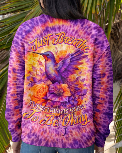 JUST BREATHE HUMMINGBIRD FLORAL SWIRL ALL OVER PRINT - TLNO0804262