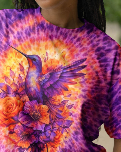 JUST BREATHE HUMMINGBIRD FLORAL SWIRL ALL OVER PRINT - TLNO0804262