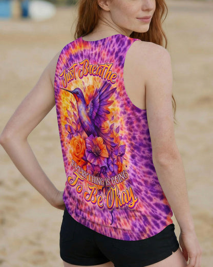 JUST BREATHE HUMMINGBIRD FLORAL SWIRL ALL OVER PRINT - TLNO0804262